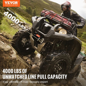 Electric Winch, 4000 lb Line Pull Capacity, 12V DC ATV/UTV Winch with ?3/16 in x 39 ft 7 Strands Steel Cable Roller Fairlead Wireless & Wired Remote Control, IP55 Waterproof for Towing UTV ATV