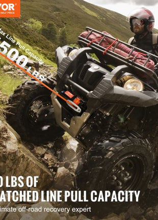 Electric Winch, 4500 lb Line Pull Capacity, 12V DC ATV/UTV Winch with ?1/4 in x 39 ft 12 Strands Synthetic Rope Aluminum Fairlead Wireless & Wired Remote Control, IP55 Waterproof for UTV ATV