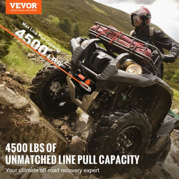 Electric Winch, 4500 lb Line Pull Capacity, 12V DC ATV/UTV Winch with ?1/4 in x 39 ft 12 Strands Synthetic Rope Aluminum Fairlead Wireless & Wired Remote Control, IP55 Waterproof for UTV ATV
