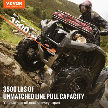 Electric Winch, 3500 lb Line Pull Capacity, 12V DC ATV/UTV Winch with ?3/16 in x 39 ft 12 Strands Synthetic Rope Aluminum Fairlead Wired Remote Control, IP55 Waterproof for Towing UTV ATV Boat