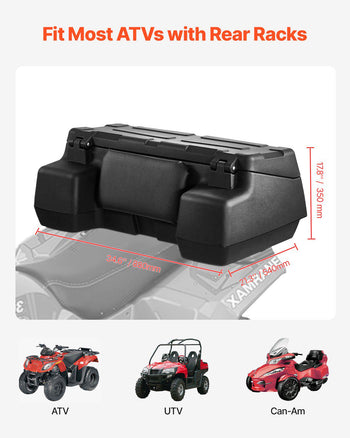 ATV Rear Storage Box, 95L ATV Rear Cargo Box with Padded Backrest, Waterproof LLDPE and Lockable Gear Storage Box Fit Most ATVs with Rear Rack, Compatible with ATV, UTV, Can-Am Vehicles