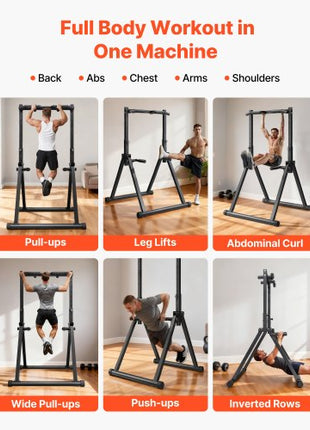 Pull Up Bar, 330LBS Capacity Portable Pullup Bar Station, Pullup Bars Free Standing with Triangular Structure & Heavy-Duty Steel Tube, 9 Level Height Adjustment Gravity Fitness for Arms, Back