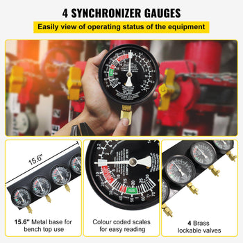 Bestauto Fuel Vacuum Carburetor Synchronize Tool Kit Fuel Vacuum Carburetor Synchronizer carb sync Gauge Set with Rubber Hose