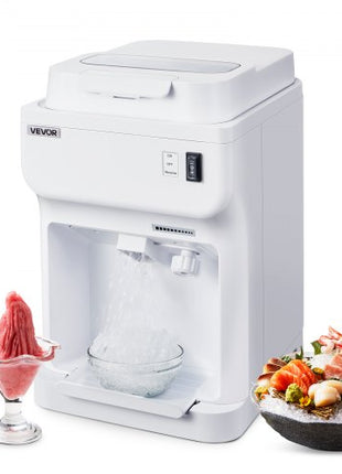 Commercial Ice Shaver Crusher, 220lbs Per Hour Electric Snow Cone Maker with 4L Ice Cube Box, 350W 1500RPM Tabletop Shaved Ice Machine for Parties Events Bar, Home and Commercial Use (White)