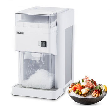 Commercial Ice Shaver Machine, 1.91QT /1.8L Large Electric Ice Cube Crusher Shaved Maker with 300W Premium Motor, Stainless Steel Blades, for Bar Mixing Seafood Preservation Home Party, White
