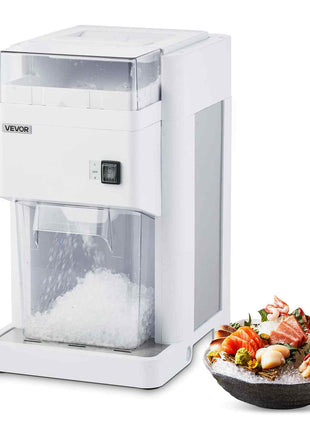 Commercial Ice Shaver Machine, 1.91QT /1.8L Large Electric Ice Cube Crusher Shaved Maker with 300W Premium Motor, Stainless Steel Blades, for Bar Mixing Seafood Preservation Home Party, White