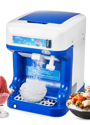 Commercial Ice Shaver Crusher, 286lbs Per Hour Electric Snow Cone Maker with 2L Ice Cube Box, 250W 1500RPM Tabletop Shaved Ice Machine for Parties Events Snack Bar, Home and Commercial Use (Blue)