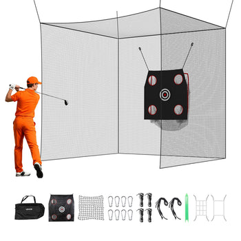 Golf Batting Cage, 10 x 10 x 10 FT Golf Cage, Driving Hitting Cages with 3-Ply Knotless Polyester, Golfs Target & 9-Hole Baseball Target, Golfs Hitting Net for Indoor, Outdoor, Backyard