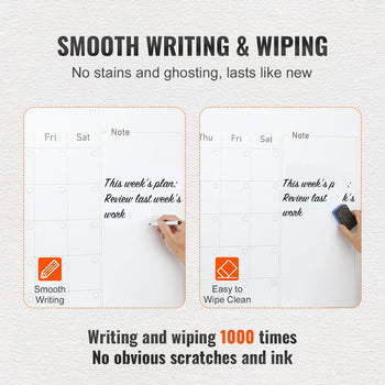White reusable weekly planner with smooth writing surface and easy wipe-clean feature, ideal for organization and planning.