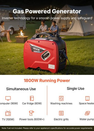 Inverter Generator, 2900W Peak Watt Quiet Inverter Generator, Portable Inverters Generators for Home Use, Gas Powered, Compact and Lightweight Design - Stable Power, CO Sensor, Long Run Time