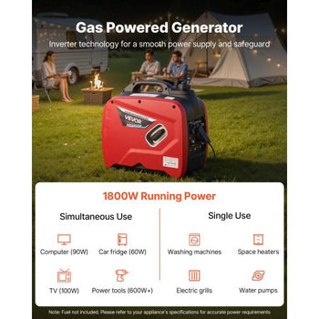 Inverter Generator, 2900W Peak Watt Quiet Inverter Generator, Portable Inverters Generators for Home Use, Gas Powered, Compact and Lightweight Design - Stable Power, CO Sensor, Long Run Time