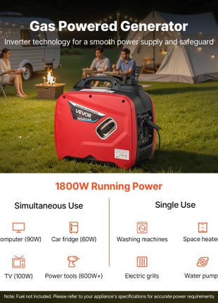 Inverter Generator, 2900W Peak Watt Quiet Inverter Generator, Portable Inverters Generators for Home Use, Gas Powered, Compact and Lightweight Design - Stable Power, CO Sensor, Orange/Black