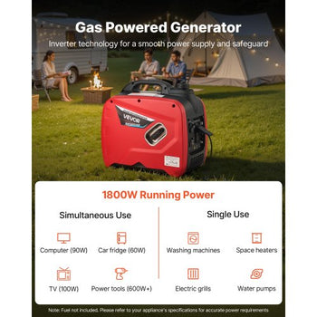 Inverter Generator, 2900W Peak Watt Quiet Inverter Generator, Portable Inverters Generators for Home Use, Gas Powered, Compact and Lightweight Design - Stable Power, CO Sensor, Orange/Black