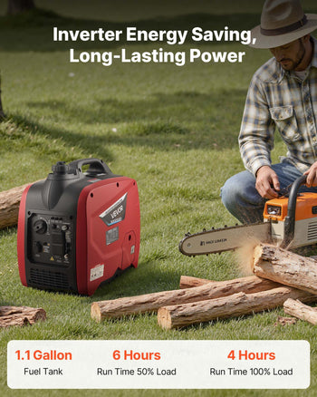 Inverter Generator, 2900W Peak Watt Quiet Inverter Generator, Portable Inverters Generators for Home Use, Gas Powered, Compact and Lightweight Design - Stable Power, CO Sensor, Orange/Black