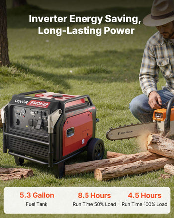 Inverter Generator, 10KW Peak Watt Inverter Generator, Remote Start Inverters Generators for Home Outdoor, Gas Powered, Stable Power, CO Sensor, RV Ready 1A & 2.1A Outlet (6.8KW Operating Power)