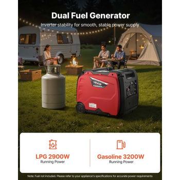Inverter Generator, 4200W Peak Watt Quiet Inverter Generator, Dual Fuel Inverters Generators for Home Outdoor, Gas & LPG Powered, Stable Power, CO Sensor, RV Ready 8.3A Outlet, Long Run Time