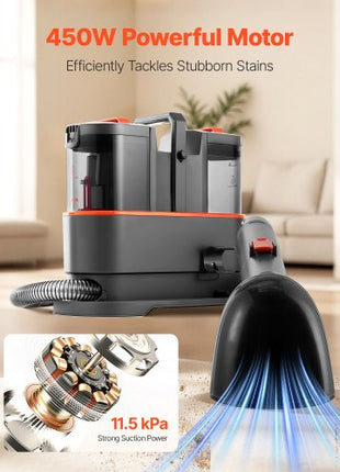 Carpet Cleaner Machine, 50.72 oz Clean Water Tank & 27.05 oz Dirty Water Tank, Portable Upholstery Shampooer, 11.5Kpa Handheld Furniture Extractor, Spot and Stain Deep Cleaner for Rug Couch Car