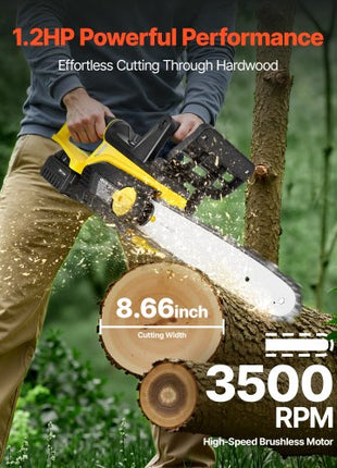 Cordless Chainsaw, 20V 12-Inch Brushless Chainsaw Battery Powered, 4.0Ah Battery and Rapid Charger Included, Handheld Electric Chain Saw for Tree Felling, Wood Cutting, Pruning, and Trimming