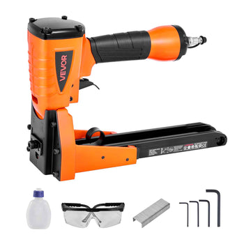 Pneumatic Carton Closing Stapler, 13 Gauge Pneumatic Cardboard Staple Gun for 1-3/8 inch Crown 5/8" & 3/4" Length, Depth-Adjustable 70-120 PSI Air Staple Gun for Boxes Carton Closing, Packaging
