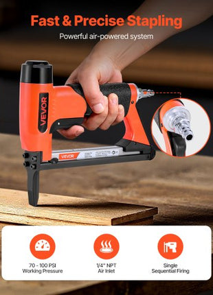 Pneumatic Staple Gun, 21 Gauge Long-Nose Upholstery Stapler for 80 Series Fine Wire Staples 1/2-inch Crown 1/4"-5/8" Length, Max 150PCS Loading Air Staple Gun for Upholstering, Woodworking, DIY
