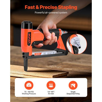Pneumatic Staple Gun, 21 Gauge Long-Nose Upholstery Stapler for 80 Series Fine Wire Staples 1/2-inch Crown 1/4"-5/8" Length, Max 150PCS Loading Air Staple Gun for Upholstering, Woodworking, DIY