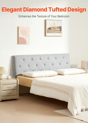 Headboard, Full Size Headboard with Adjustable Height, Comfortable Diamond Tufted for Full Size Bed, W 56.3 x H?35.6-47.4?inches, Ideal for Bedroom, Hotel, Homestay, Dormitory, Light Grey