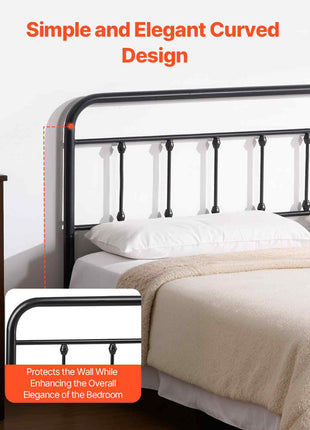 Metal Headboard, Queen Size Headboard with Adjustable Height, Metal Headboard for Queen Size Bed, W59.65 x H40.55 x D1.5 inches, Ideal for Bedroom, Hotel, Homestay, Dormitory, Black