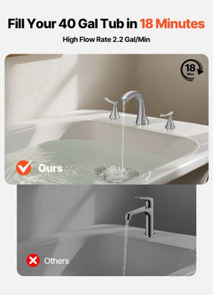 Roman Tub Faucet, 3 Hole Waterfall Bathtub Faucet, Gooseneck Bath Tubs Faucets Set with 2 Handles, Deck Mount Bath Tub Faucets Set for Pet Washing, Adult Bathing, Brushed Stainless Steel