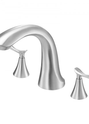 Roman Tub Faucet, 3 Hole Waterfall Bathtub Faucet, Gooseneck Bath Tubs Faucets Set with 2 Handles, Deck Mount Bath Tub Faucets Set for Pet Washing, Adult Bathing, Brushed Stainless Steel