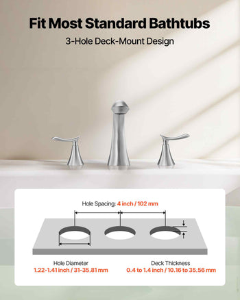 Roman Tub Faucet, 3 Hole Waterfall Bathtub Faucet, Gooseneck Bath Tubs Faucets Set with 2 Handles, Deck Mount Bath Tub Faucets Set for Pet Washing, Adult Bathing, Brushed Stainless Steel