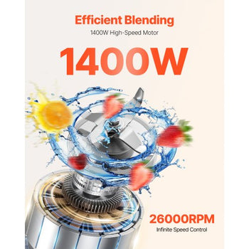 Blender for Smoothies, 61 oz 1400W, Professional Blender with Powerful Motor, Multi-Functional Food Processing Blender for Smoothie/Milkshake/Juice, Fits for Kitchen