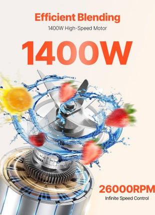 Blender for Smoothies, 85 oz 1400W, Professional Blender with Powerful Motor, Multi-Functional Food Processing Blender for Smoothie/Milkshake/Juice, Fits for Kitchen