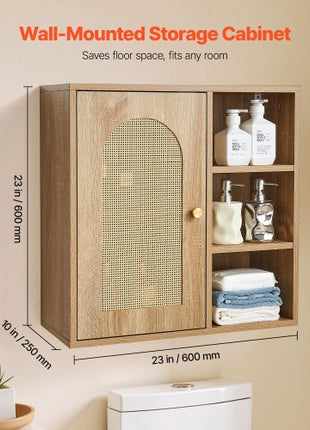 Bathroom Wall Cabinet, Door and Adjustable Shelf with 5 Height Levels, Over the Toilet Storage Medicine Cabinet Wall Mounted, Hanging Organizer with Shelves for Laundry Room Kitchen Restroom