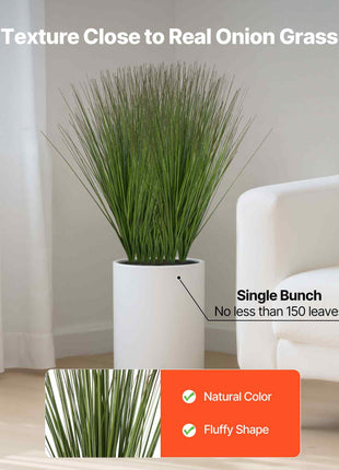 Artificial Grass Plant, 27 inch Faux Onion Grass Fake Greenery Shrubs Plant, Premium PVC for Indoor Outdoor House Home Garden Office Room Décor, Housewarming, 8 Pack Green