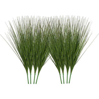 Artificial Grass Plant, 27 inch Faux Onion Grass Fake Greenery Shrubs Plant, Premium PVC for Indoor Outdoor House Home Garden Office Room Décor, Housewarming, 8 Pack Green