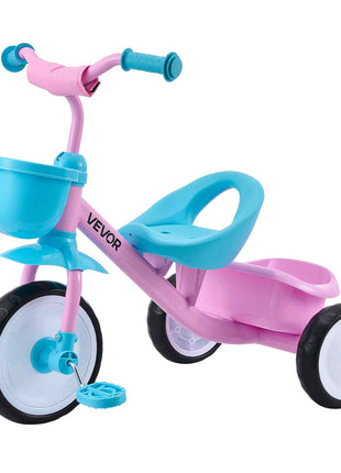 Toddler Tricycle for 2-5 Year Old, Kids Trike with Adjustable Seat, Storage Basket, Carbon Steel Frame, Handlebar Grips for Outdoor Play, Tricycle for Toddlers, Birthday Toy for Boys and Girls