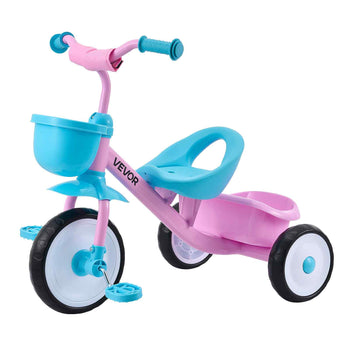 Toddler Tricycle for 2-5 Year Old, Kids Trike with Adjustable Seat, Storage Basket, Carbon Steel Frame, Handlebar Grips for Outdoor Play, Tricycle for Toddlers, Birthday Toy for Boys and Girls