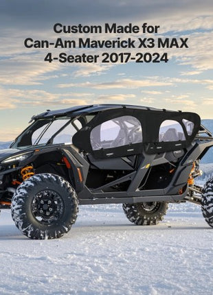 Cab Enclosure Upper Doors, Compatible with Can-Am Maverick X3 MAX 4-Seater 2017-2024, Soft Upper Doors, Windproof Upgraded Zipper UTV Soft Side Window Kit, Work with Roof and Partial Windshields