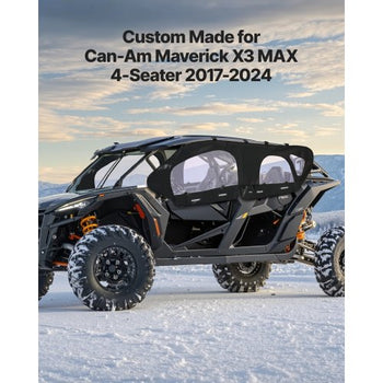 Cab Enclosure Upper Doors, Compatible with Can-Am Maverick X3 MAX 4-Seater 2017-2024, Soft Upper Doors, Windproof Upgraded Zipper UTV Soft Side Window Kit, Work with Roof and Partial Windshields