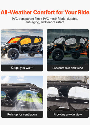 Cab Enclosure Upper Doors, Compatible with Can-Am Maverick X3 MAX 4-Seater 2017-2024, Soft Upper Doors, Windproof Upgraded Zipper UTV Soft Side Window Kit, Work with Roof and Partial Windshields