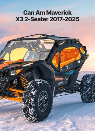 Cab Enclosure Upper Doors, Compatible with Can-Am Maverick X3 2-Seater 2017-2025, Soft Upper Doors, Windproof Upgraded Zipper UTV Soft Side Window Kit, Work with Side Mirrors and Windshields