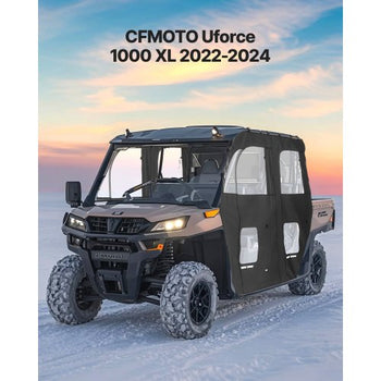 Cab Enclosure Upper Doors, Compatible with CFMOTO Uforce 1000 XL 2022-2024, Soft Upper Doors, Windproof Waterproof Upgraded Zipper UTV Soft Side Window Kit, Fit with Side Mirrors and Windshields