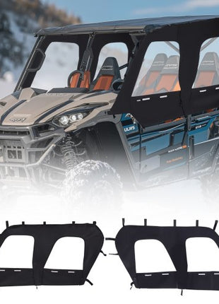 Cab Enclosure Upper Doors, Compatible with Kawasaki Teryx4 2012-2022, Soft Upper Doors, Windproof & Waterproof Upgraded Zipper UTV Soft Side Window Kit, Work with Roof and Partial Windshields