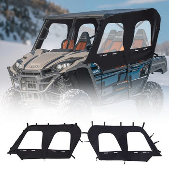 Cab Enclosure Upper Doors, Compatible with Kawasaki Teryx4 2012-2022, Soft Upper Doors, Windproof & Waterproof Upgraded Zipper UTV Soft Side Window Kit, Work with Roof and Partial Windshields