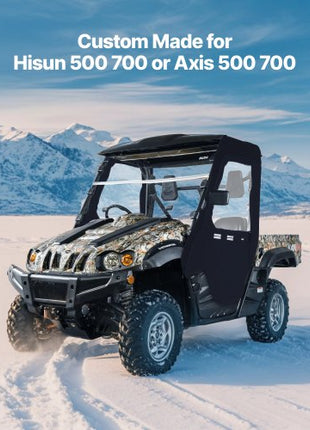 Cab Enclosure Upper Doors, Compatible with Hisun 500 700/Axis 500 700, Soft Upper Doors, Windproof & Waterproof Upgraded Zipper UTV Soft Side Window Kit, Work with Side Mirrors and Windshields