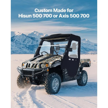Cab Enclosure Upper Doors, Compatible with Hisun 500 700/Axis 500 700, Soft Upper Doors, Windproof & Waterproof Upgraded Zipper UTV Soft Side Window Kit, Work with Side Mirrors and Windshields