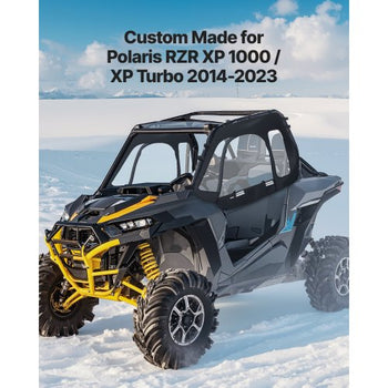 Cab Enclosure Upper Doors, Compatible with Polaris RZR XP 1000/XP Turbo 2014-2023, Soft Upper Doors, Windproof Upgraded Zipper UTV Soft Side Window Kit, Work with Side Mirrors and Windshields