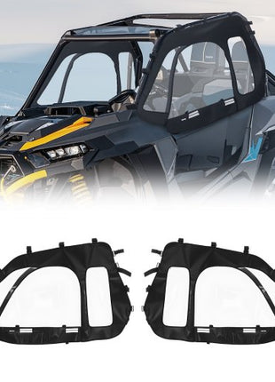 Cab Enclosure Upper Doors, Compatible with Polaris RZR XP 1000/XP Turbo 2014-2023, Soft Upper Doors, Windproof Upgraded Zipper UTV Soft Side Window Kit, Work with Side Mirrors and Windshields
