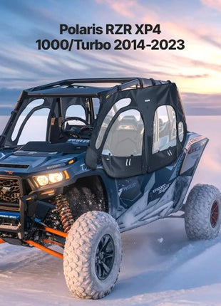 Cab Enclosure Upper Doors, Compatible with Polaris RZR XP4 1000/Turbo 2014-2023, Soft Upper Doors, Windproof Upgraded Zipper UTV Soft Side Window Kit, Work with Side Mirrors and Windshields