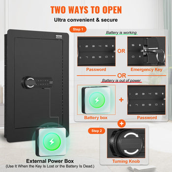 25.59" Tall Wall Safe, 3-Tier Hidden Wall Safe with Keypad, 3 Removable Shelves & 6 Key Holders, Q235 Cold-Rolled Steel In Wall Safe with LED Light & Vibration Alarm for Money, Jewelry, Passport